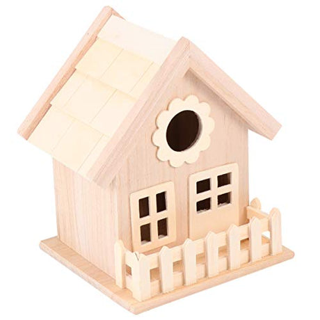 Milisten 1Pcs Unpainted Wooden Birdhouses Natural Unfinished Wood Birdhouse to Paint Mini Bird Nest for DIY Crafts, Indoor Outdoor Bird House Milisten