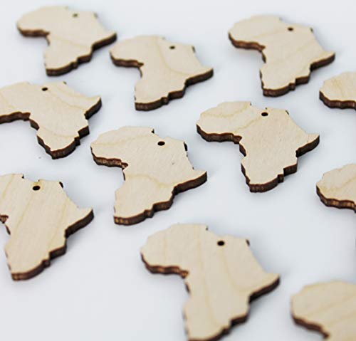 ALL SIZES BULK (12pc to 100pc) Unfinished Wood Laser Cutout AFRICA Dangle Earring Jewelry Blanks Charms Shape Crafts Made in Texas Texan Wood Crafts