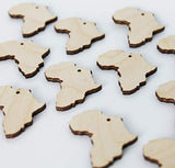 ALL SIZES BULK (12pc to 100pc) Unfinished Wood Laser Cutout AFRICA Dangle Earring Jewelry Blanks Charms Shape Crafts Made in Texas Texan Wood Crafts