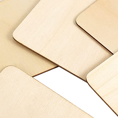 HAKZEON 100 Pieces 4 x 6 Inches Wood Rectangle, 0.1 inch Thick Unfinished Wood Pieces Blank Wooden Tiles with Rounded Corners for DIY Painting, Art HAKZEON