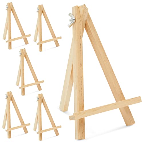 Juvale 6-Pack Wooden Easel, Mini Easel Stands and Place Card Holders for Table Top Artwork Display, Invitations, Photos, Party Favors, DIY Arts and Juvale