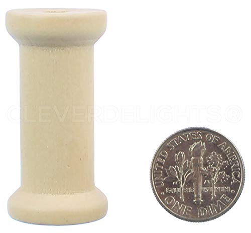 CleverDelights 1 1/2" x 3/4" Wood Spools - 25 Pack - Empty Craft Spools CleverDelights