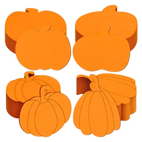 32 Pcs Thanksgiving Wooden Pumpkin Cutouts Unfinished Pumpkin Wood Crafts Pumpkin Wooden Ornaments Thanksgiving Wood Pumpkin Decorations for Painting Gerrii