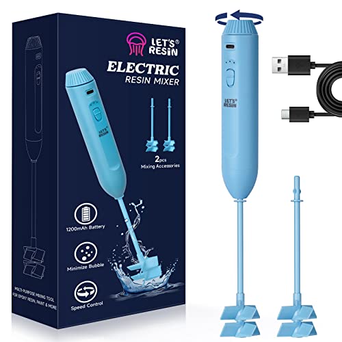 LET'S RESIN Upgraded Resin Mixer Electric, Double Mixing Effect & Speed Control Handheld Epoxy Mixer with Minimizing Bubbles, Rechargeable Resin LET'S RESIN