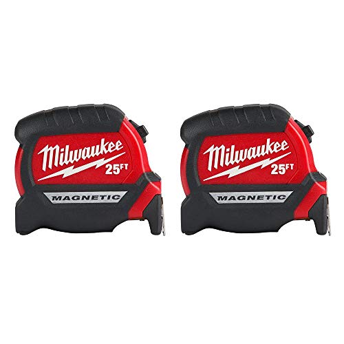 Milwaukee 48-22-0125G 25 Feet Compact Magnetic Tape Measure 2 Pack