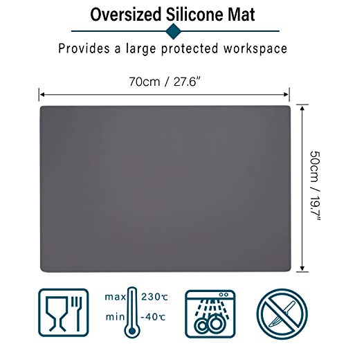 Gartful Silicone Mat Dark Gray 27.6" x 19.7", Silicone Craft Sheet Large, Silicone Pad Desk Work Mat, Countertop Protector, Table Placemat, Resin Gartful