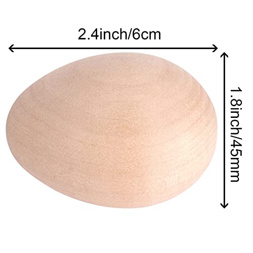 ZOENHOU 40 PCS 2.4 x 1.8 Inch Wooden Easter Eggs to Paint, Quality Unfinished Wooden Easter Eggs, Unpainted Wooden Eggs Fake Wood Craft Eggs for ZOENHOU