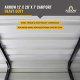 Arrow Shed 12 x 20 x 7-Foot Heavy Duty Galvanized Steel Metal Multi-Use Shelter, Shade, Carport, 12' x 20' x 7', Charcoal color Arrow
