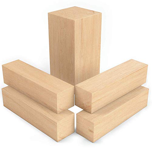 Arteza Basswood Carving Blocks, Set of 5 Pieces, One 4 x 2 x 2 Inches and Four 4 x 1 x 1 Inches Blocks, Art Supplies for Carving, Crafting, Whittling