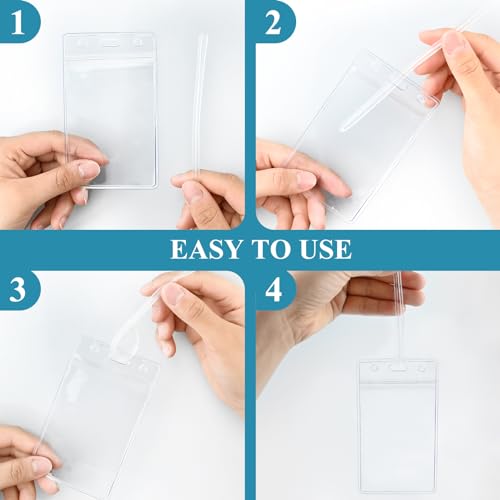 50 Pack Clear Plastic Luggage Bag Tag Holder Badge Label Tag Holder with 50 Pack Luggage Loops Straps for Office Business Travel Supplies - WoodArtSupply