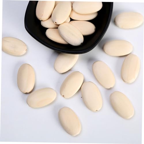KALLORY 30 Pcs Unfinished Wooden Jewelry Wood Loose Beads Wooden Flat Beads Round Wood Bead Wood Crafts Spacer Bead Wood Beads Charm Pendant Kids KALLORY