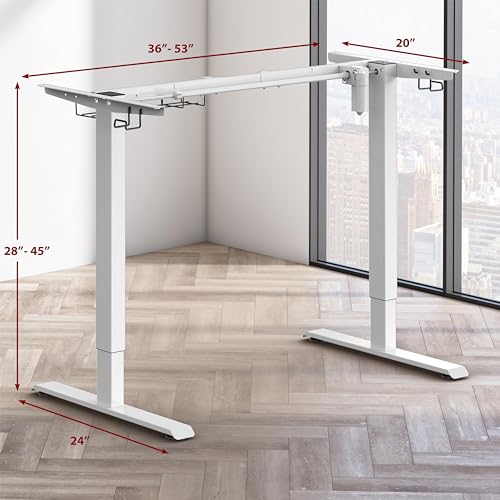 SHW Electric Stand Up Desk Frame Workstation | Ergonomic Standing Height Adjustable Computer Desk for Home and Office | White - WoodArtSupply