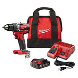 Milwaukee M18 18V Lithium-Ion 1/2 Inch Cordless Drill Driver Compact Kit 2606-21CT Milwaukee