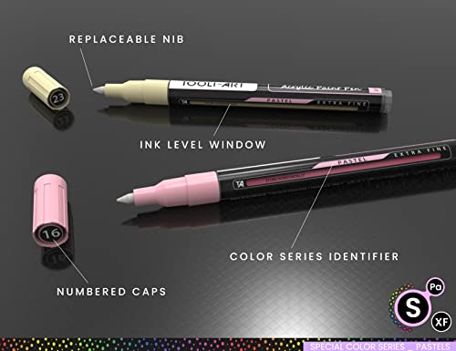 TOOLI-ART Acrylic Paint Markers Paint Pens Special Colors Set For Rock Painting, Canvas, Fabric, Glass, Mugs, Wood, Ceramics, Plastic, Multi-Surface. TOOLI-ART