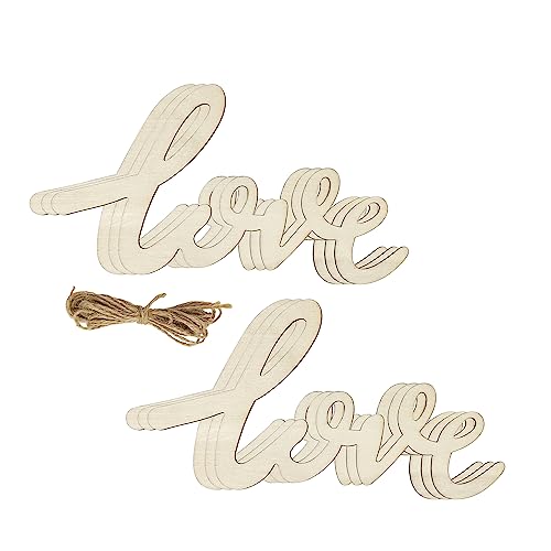 8 Pack Wood Love Cutouts Unfinished Wooden Love Hanging Ornaments DIY Love Craft Gift Tags for Thanksgiving Christmas Home Party Decoration Craft