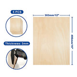 Plywood Sheet Board, A Grade, 16" x 12" x 1/8" inch, 3mm Thick, Pack of 5 Unfinished for Crafts Basswood by Craftiff Craftiff