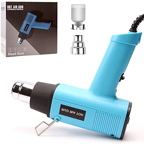 LDK Heat Gun 1200W 140℉~932℉ (60℃-500℃) Heavy Duty Hot Air Gun Kit Variable Temperature Control with 2 Temperature Settings 2 Nozzles for Crafts, - WoodArtSupply