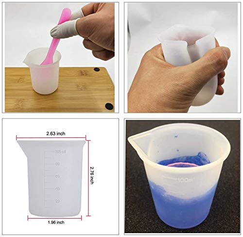 Silicone Resin Measuring Cups Tool Kit, 6PCS 100ml measuring cups,6PCS Mixing Cups,3pcs Silicone Epoxy Stir Sticks, for Epoxy Resin Non Stick Stir - WoodArtSupply