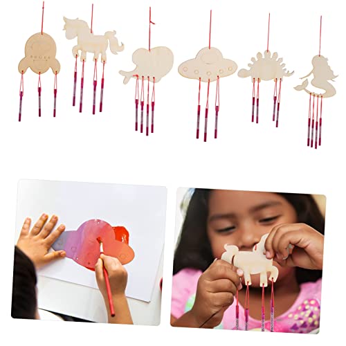 Yardwe 36 Sets DIY Wooden Wind Chime Wooden Hanging Wind Chimes Unfinished Wind Chimes Kids Art Toys Animal Wind Bell DIY Wood Wind Chimes Build Wind Yardwe