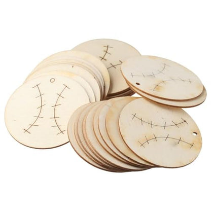 hobbyhub 25Pcs Baseball Wooden Cutouts, 6cm Wood Baseball Shaped Hanging Slices Unfinished Blank Wood Pieces for DIY Crafts,Decoration - WoodArtSupply