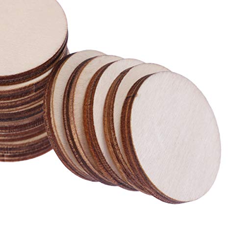 BESPORTBLE 100pcs Pieces DIY Wooden Slices Wood Log Slice Unfinished Wooden Slices Wood predrilled Unfinished Wood Circle Wooden Craft Shapes Wood BESPORTBLE