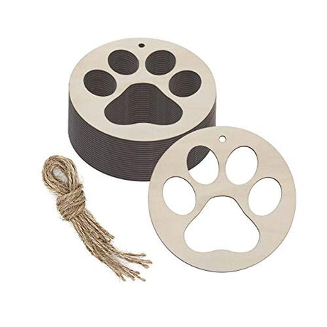 JANOU 20pcs Paw Shaped Wood DIY Craft Cutouts Dog Cat Claws Unfinished Wood Pet Paw Wooden Embellishments Gift Tags Ornaments Decoration, 4 in JANOU