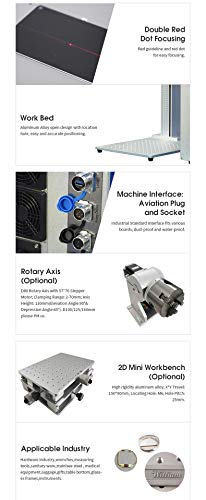 US Stock 50W JPT Fiber Laser Engraver Machine Fiber Laser Marking Machine Engraving Machine 175×175mm Lens with Rotary Axis Compitable with Lightburn - WoodArtSupply