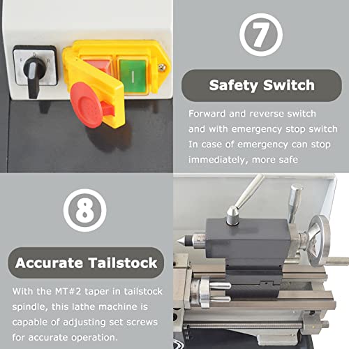 INTSUPERMAI Metal Lathe 8"X24" Mini Metal Lathe 1100W Benchtop Metal Lathe Inch Thread Wood Metal Lathe Variable Speed Lathe - WoodArtSupply