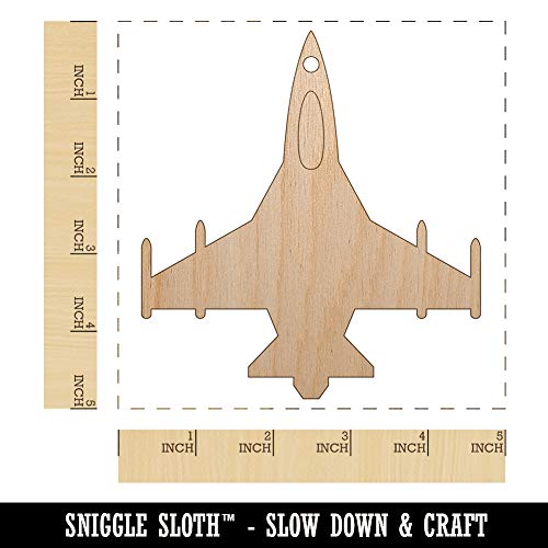 Fighter Jet Military Airplane Unfinished Craft Wood Holiday Christmas Tree DIY Pre-Drilled Ornament Sniggle Sloth
