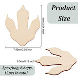 OLYCRAFT 12Pcs Wooden Dinosaur Foot Prints 3.5x3x0.3inch Unfinished Blank Wood Cutouts Slices Natural Claw Shape Unfinished Wood DIY Crafts Dinosaur OLYCRAFT