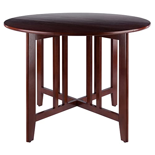 Winsome Wood Alamo, , Double Drop Leaf, Round Table Mission, Walnut, 42-Inch/ 41.97 in x 41.97 in x 29.65 in - WoodArtSupply