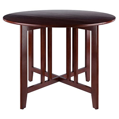 Winsome Wood Alamo, , Double Drop Leaf, Round Table Mission, Walnut, 42-Inch/ 41.97 in x 41.97 in x 29.65 in - WoodArtSupply