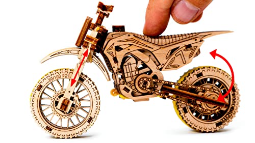Motocross 3D Wooden Motorcycle Puzzle for Adults - Intricate Model Building Kit WOODEN.CITY