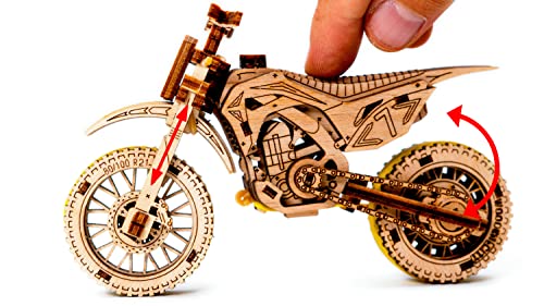 Motocross 3D Wooden Motorcycle Puzzle for Adults - Intricate Model Building Kit - WoodArtSupply