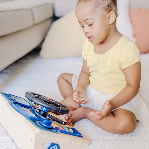 Melissa & Doug Vroom & Zoom Interactive Wooden Dashboard Steering Wheel Pretend Play Driving Toy - Kids Activity Board, Toddler Sensory Toys For Ages - WoodArtSupply