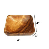 Acacia Handmade Wood Carved Plates - Set of 4 Calabash Bowls Size 4" (Square) BSRN