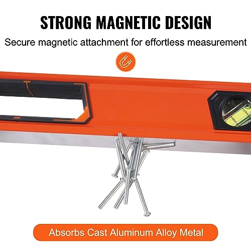VEVOR Magnetic Torpedo Level, 78/48/32/24/16/10 in Mechanical Level Set, Bubble Vials Ruler for 45/90/180 Degree, Aluminum Alloy Leveler Tool - WoodArtSupply