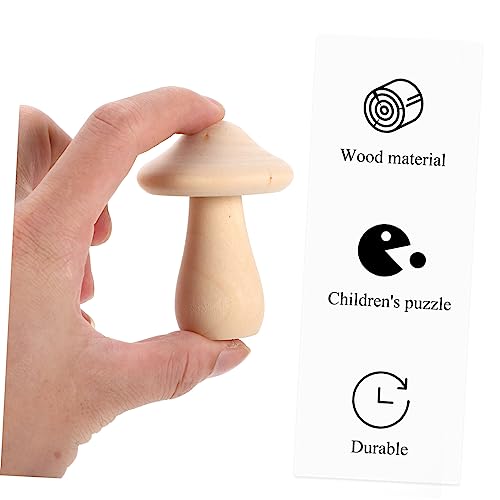 Yardwe 10pcs Wooden Mushroom Paint on peg Doll Wooden peg Mini Mushroom Model Centerpiece Table Decorations Wood Mushroom Figures Unfinished Wood Yardwe