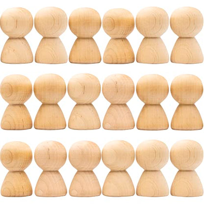 Wooden Peg Dolls Unfinished 2'' Set of 18 pcs - Wooden Peg People Unfinished - Wooden Dolls Peg - Wooden Figurines for Crafts - Unfinished Wooden - WoodArtSupply