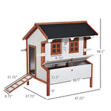 PawHut 47" Chicken Coop Wooden Chicken House Rabbit Hutch Raised Poultry Cage Portable Hen Pen Backyard with Nesting Box and Handles PawHut