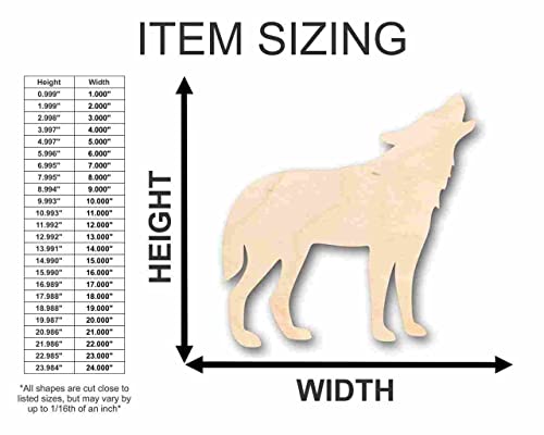 Unfinished Wood Howling Wolf Shape - Animal - Wildlife - Craft - up to 24" DIY 3" / 1/8" 24 Hour Crafts