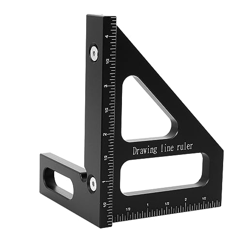 KETIPED Imperial 3D Multi-Angle Measuring Ruler,45/90 Degree Aluminum Alloy Woodworking Square Protractor, Miter Triangle Ruler High Precision Layout - WoodArtSupply