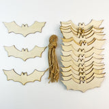 30pcs Unfinished Halloween Bat Wood DIY Crafts Cutouts Wooden Bat Shaped Hanging Ornaments for Halloween Party Haunted House Decorations JEKEJIAJIU