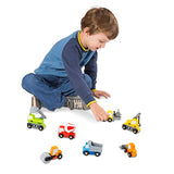Melissa & Doug Wooden Construction Site Vehicles With Wooden Storage Tray (8 pcs) - Vehicle Toys, Cars For Toddlers And Kids Ages 3+ Melissa & Doug