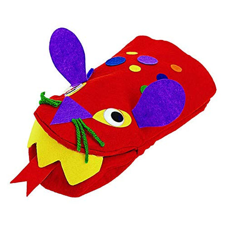 Colorations Felt Imaginary Hand Puppet Craft Kit for Kids, Makes 12 Puppets, Googly Eyes, Dragons, Dramatic Play, Imagination, Creatures, Role Play, Colorations