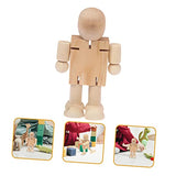 20 Pcs Wooden Robot Wood Educational Desktop Unpainted Peg People Unfinished Wooden Peg Doll Adjustable Wooden Figure Wood Human Figure Model DIY VILLCASE