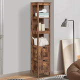 usikey 55.9" Storage Cabinet with 2 Drawers, Wooden Bathroom Floor Cabinet with 3 Open Shelves,for Living Room, Kitchen, Rustic Brown usikey