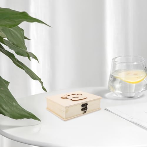 VILLCASE Unfinished Wood Box with Lid, Wood Brooch Jewelry Display Showcase Desktop Badge Earrings Bracelet Holder Necklace Container Rings Organizer VILLCASE