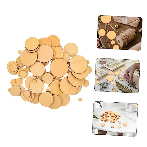 COHEALI 100Pcs Wooden Cutout Wood Circles with Holes Graffiti Chips Blank Decorate Wooden Wood Carving Hollow Out Wafer Crafts Wood Round Wood COHEALI