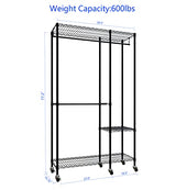 Serxis Portable Closets Heavy Duty Garment Rack Adjustable Rolling Clothes Rack with Lockable Wheels, Metal Wire Clothing Rack,Freestanding Open Serxis